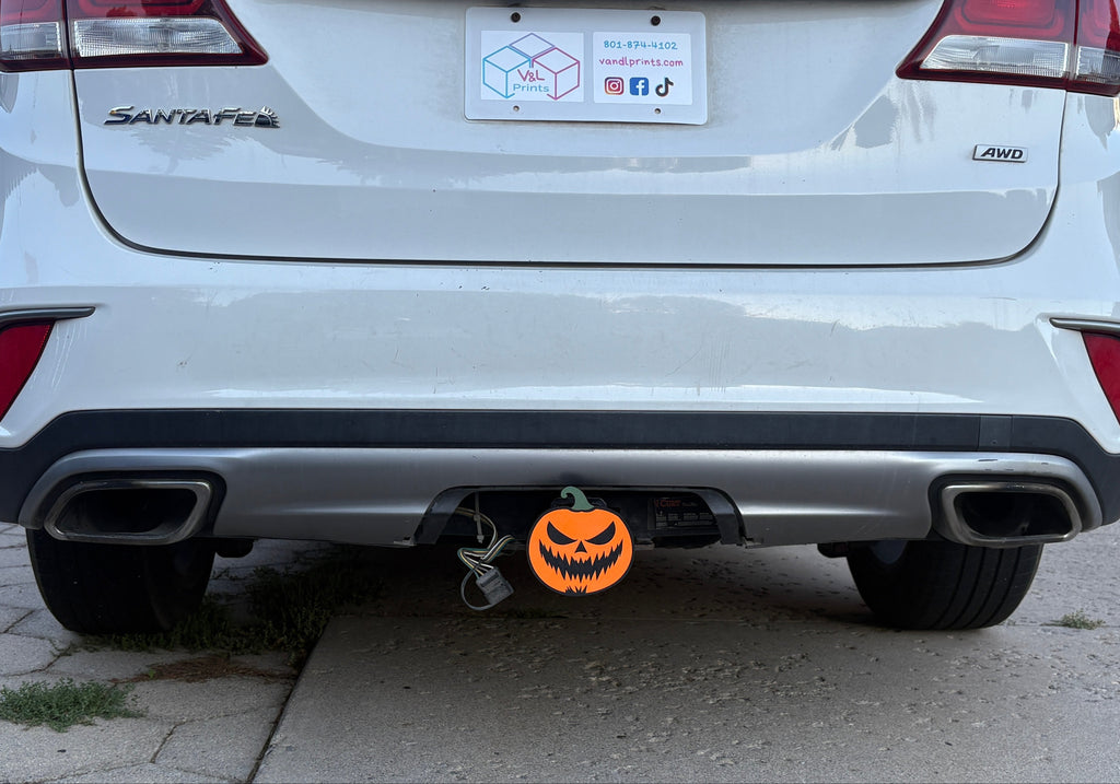 Spooky Jack-O-Lantern Hitch insert on car