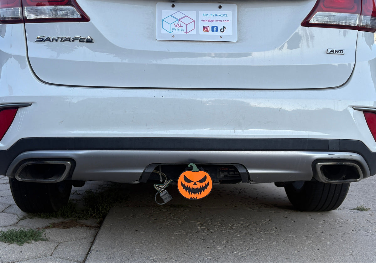 Spooky Jack-O-Lantern Hitch insert on car