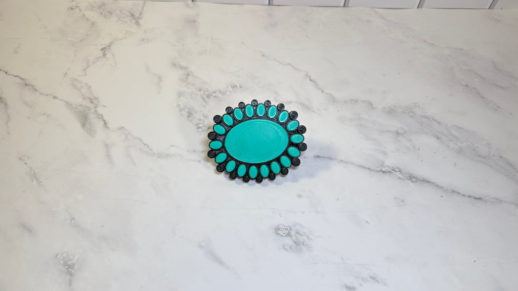 Turquoise Squash Blossom hitch cover