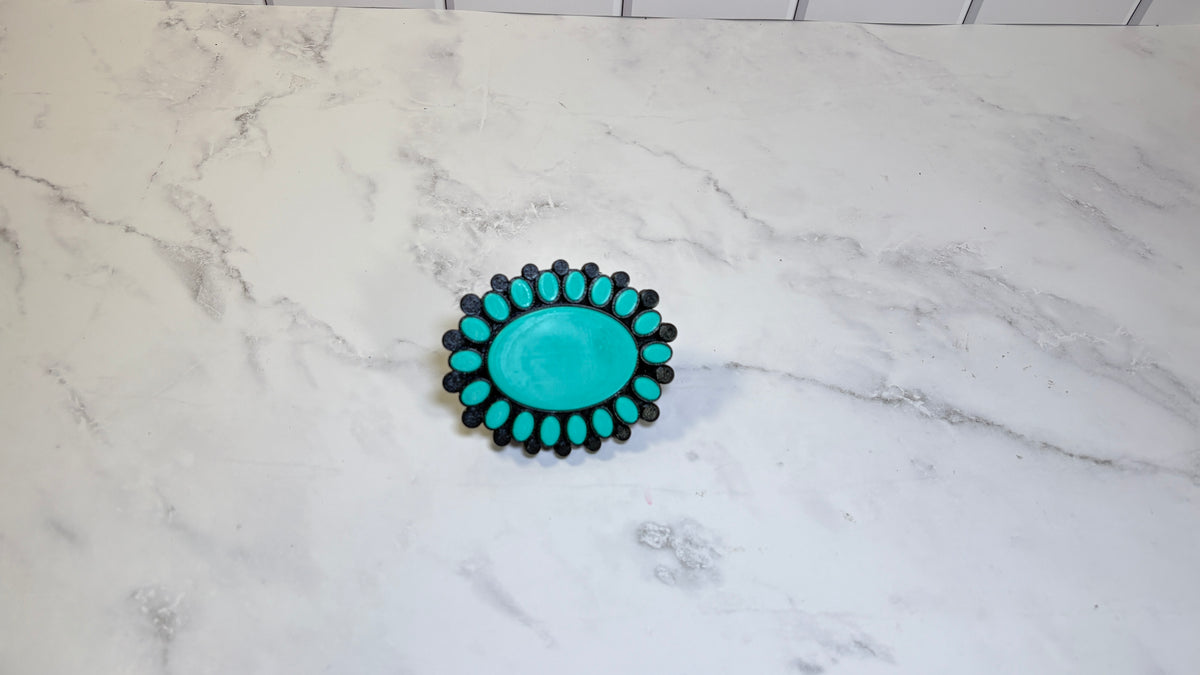 Turquoise Squash Blossom hitch cover
